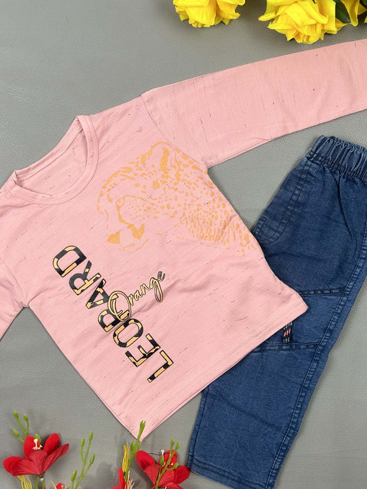 1Yr - 4Yrs Leopard Pink Suit For Kids RZ BS744