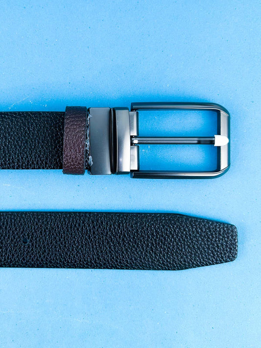 2 in 1 Black and Brown Faux Leather Belt For Men MB87