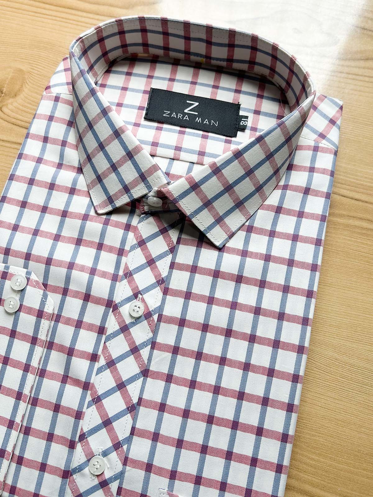 Beige Checks Formal Dress Shirt For Men MFS546