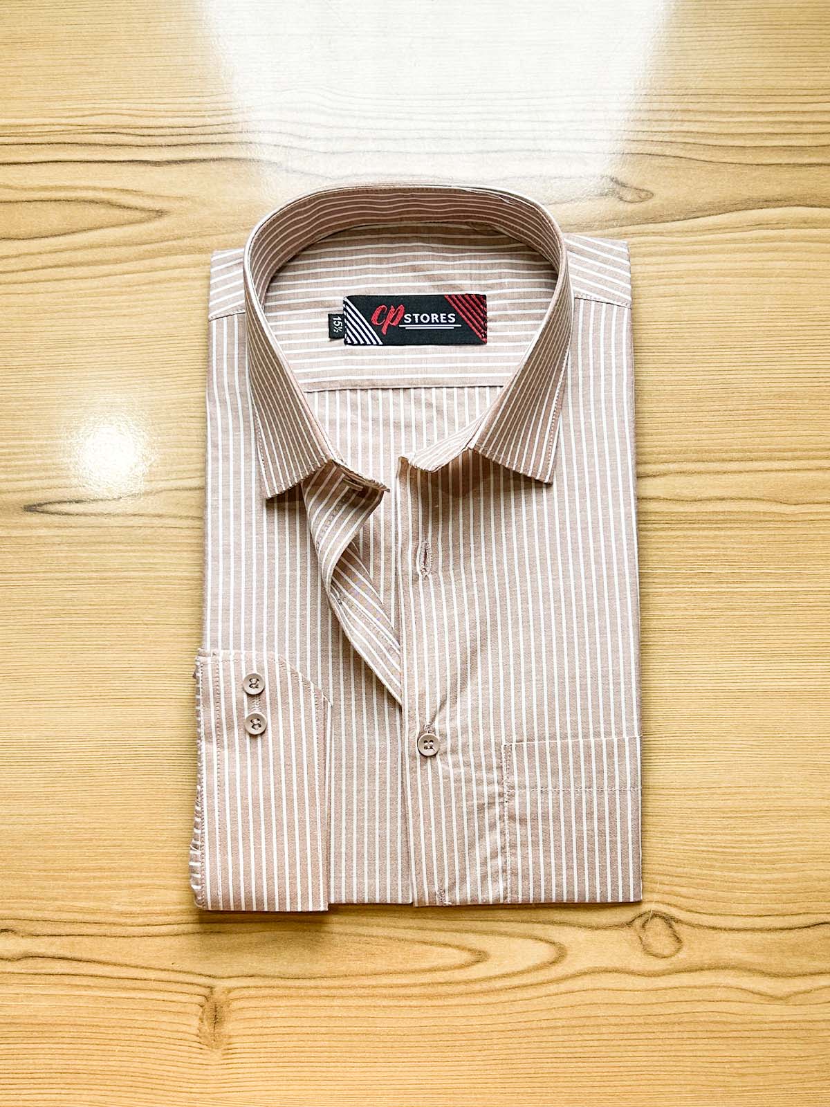 Brown Lines Formal Dress Shirt For Men MFS448