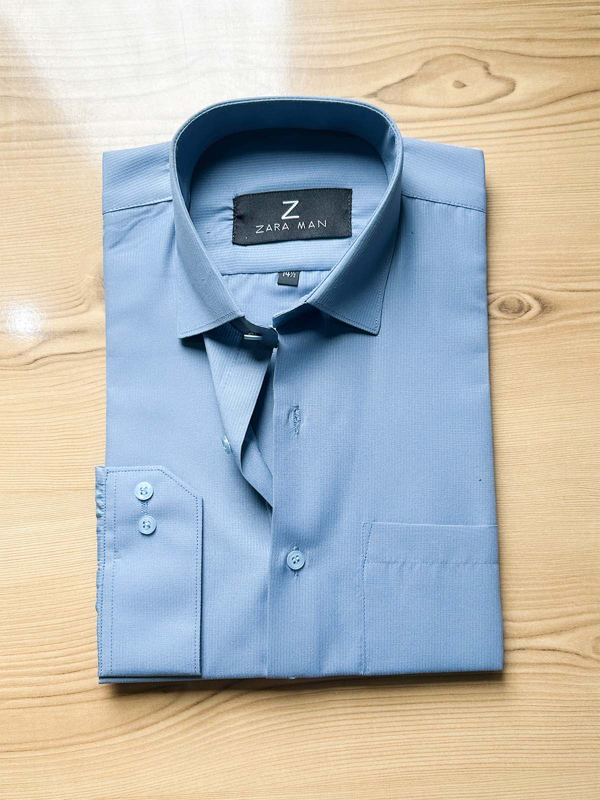 MFS594 Blue Self Formal Dress Shirt For Men