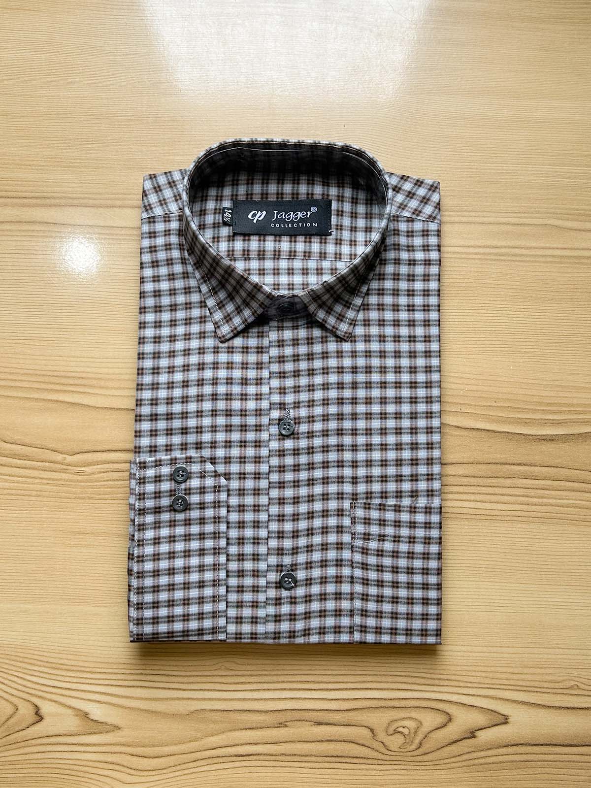 B Grey Checks Formal Dress Shirt For Men MFS490