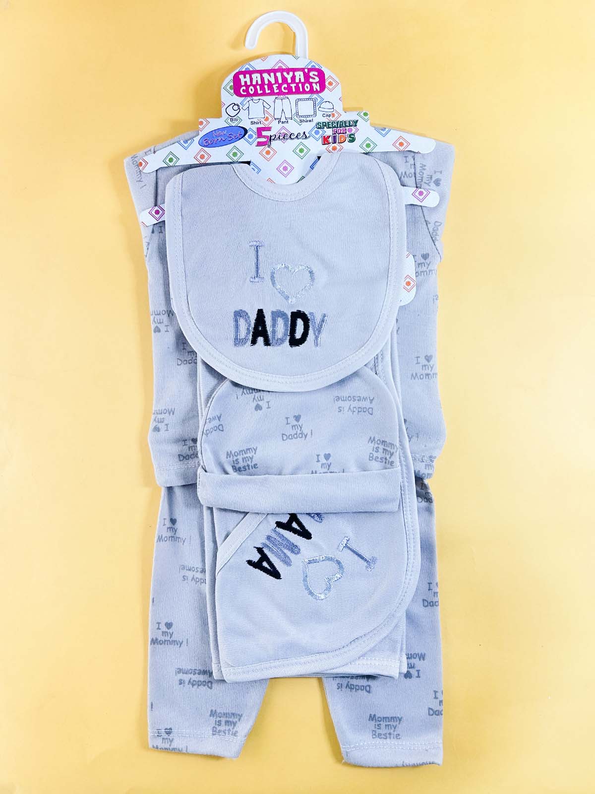 0Mth - 3Mth Grey 5Pcs Gift Set For Newborn HG NBGS314