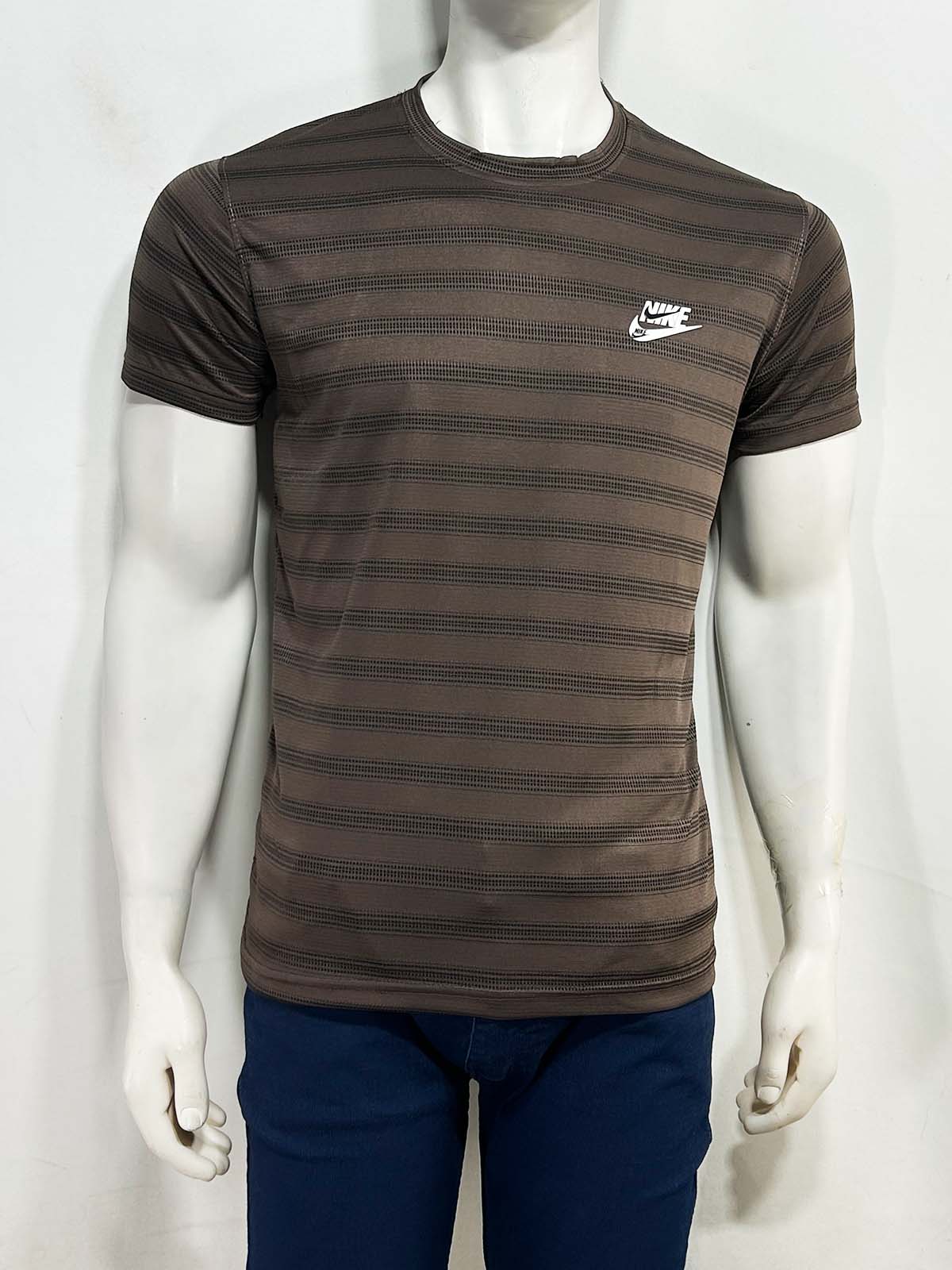 Brown Striped T-Shirt For Men MTS499
