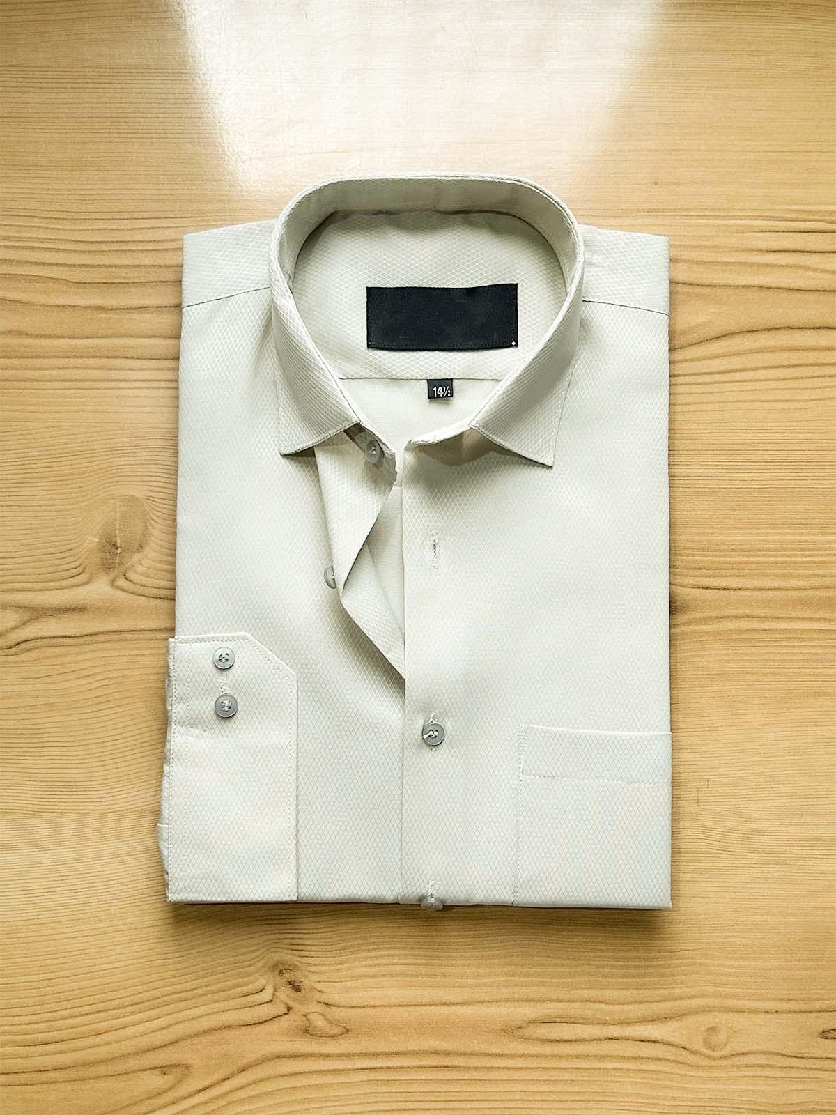 Light Green Textured Formal Dress Shirt For Men MFS508