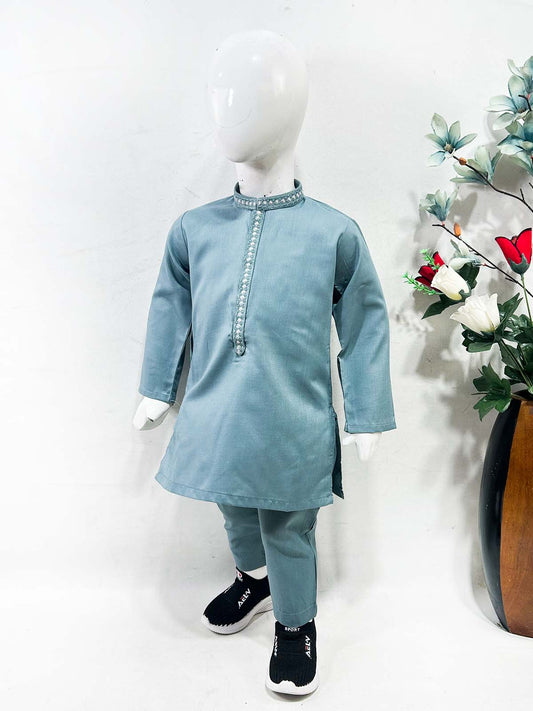 2Yrs - 17Yrs Grey Kurta Pajama Suit For Boys AM BKS188