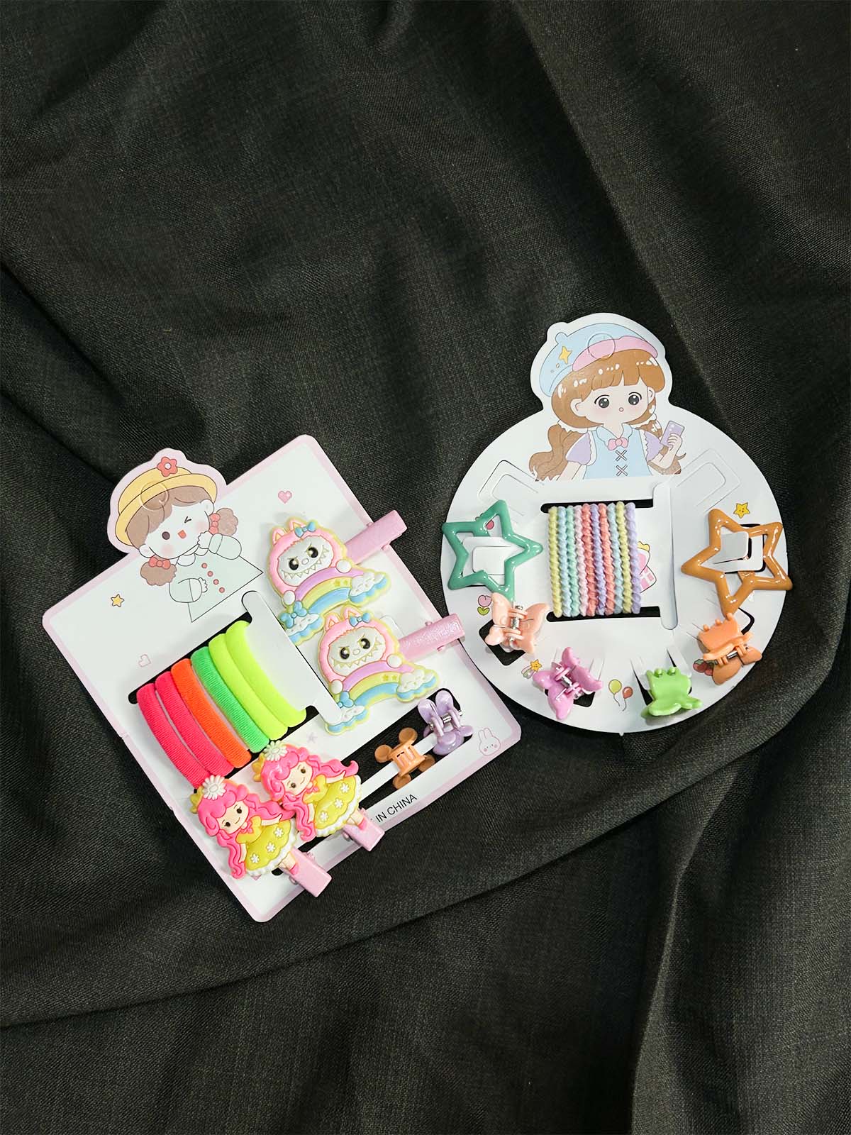 Pack Of 28 Colorful Pony and Hair Clips Set For Girls GHB44