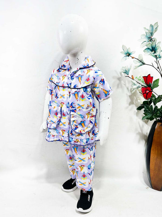 1Yrs - 5Yrs Purple Cotton Night Suit For Girls NG GNS34