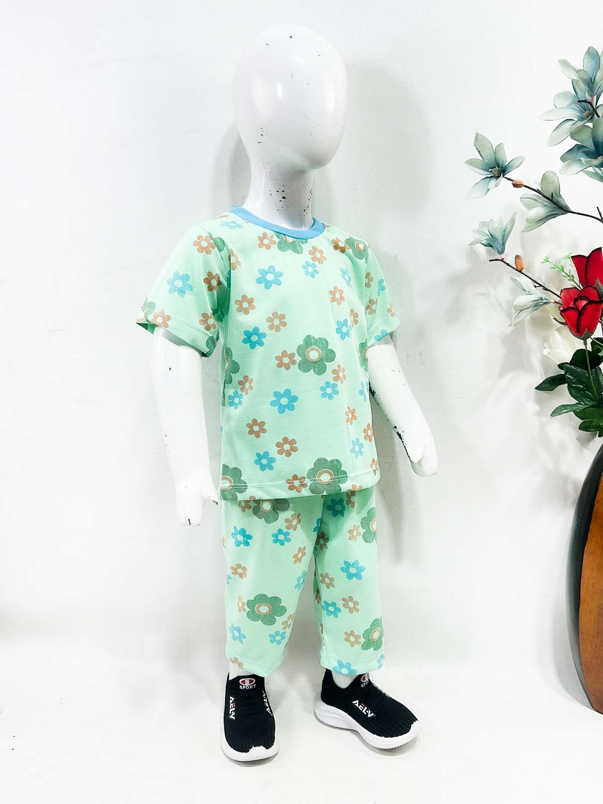 1Yrs - 5Yrs Green Jersey Night Suit For Kids NG BNS45