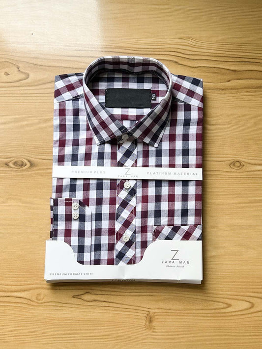 Red Checks Formal Dress Shirt For Men MFS536