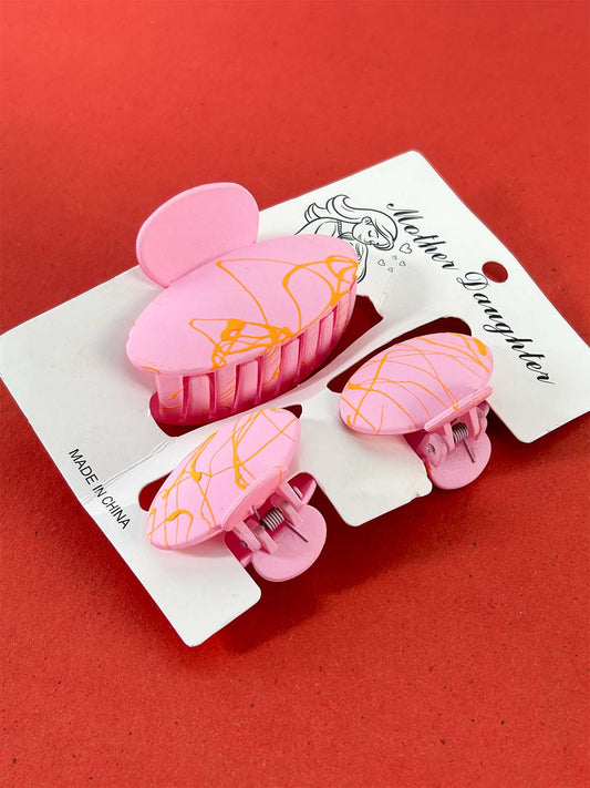 Pack Of 3 Pink Hair Clips For Girls GHC90