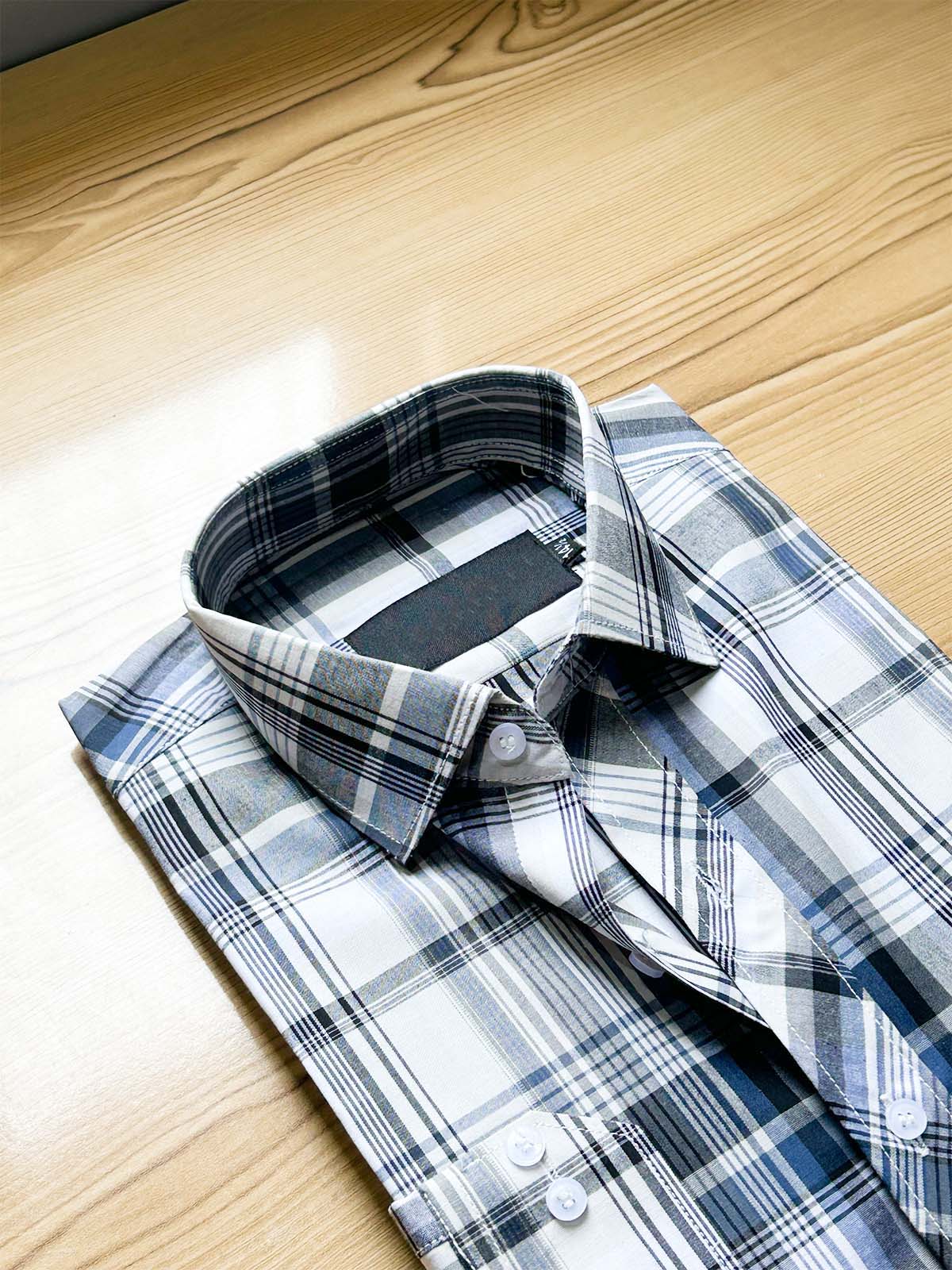 B Black Checks Formal Dress Shirt For Men MFS438