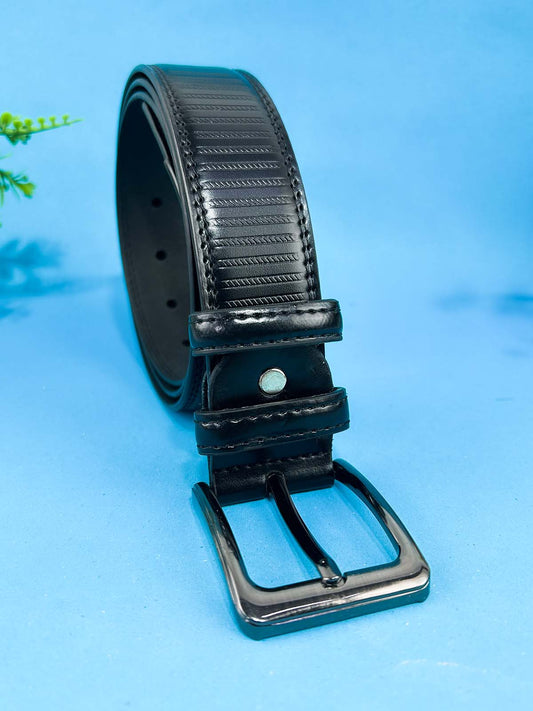 Black Faux Leather Belt For Men MB86