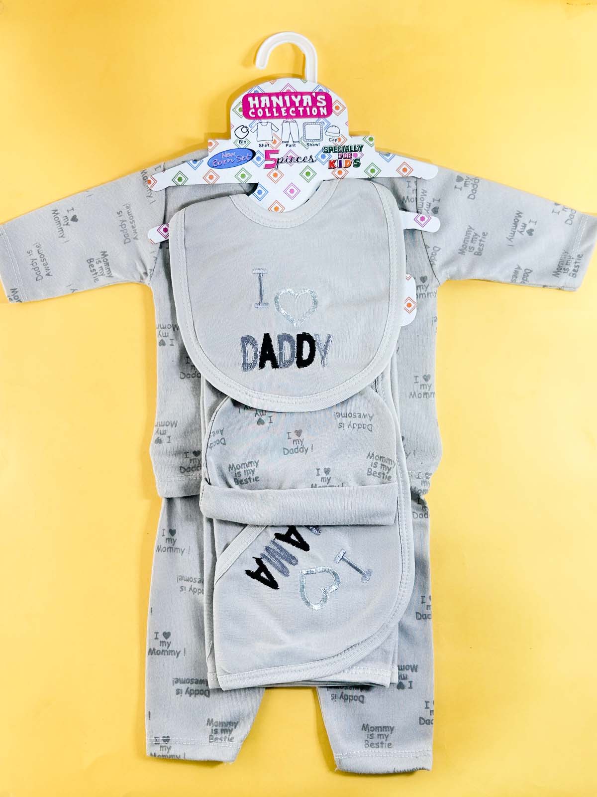 0Mth - 3Mth Grey 5Pcs Gift Set For Newborn HG NBGS314