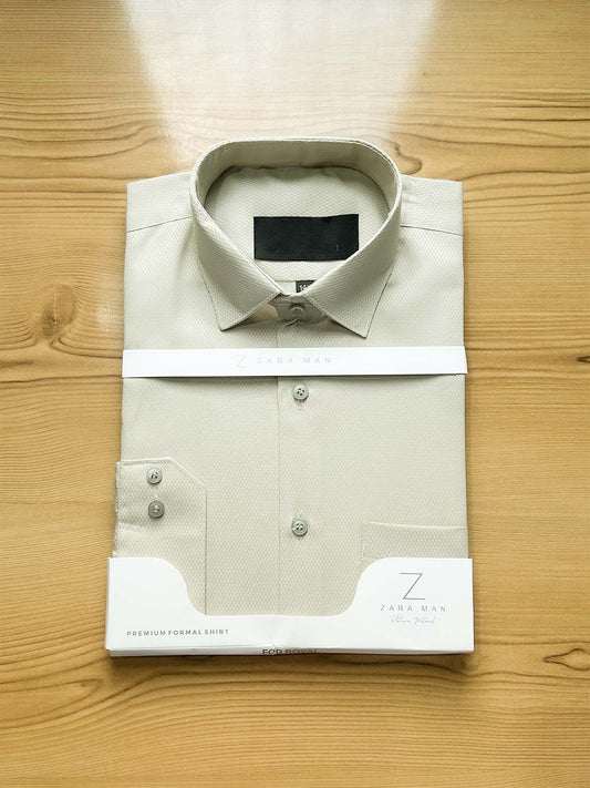Light Green Textured Formal Dress Shirt For Men MFS508