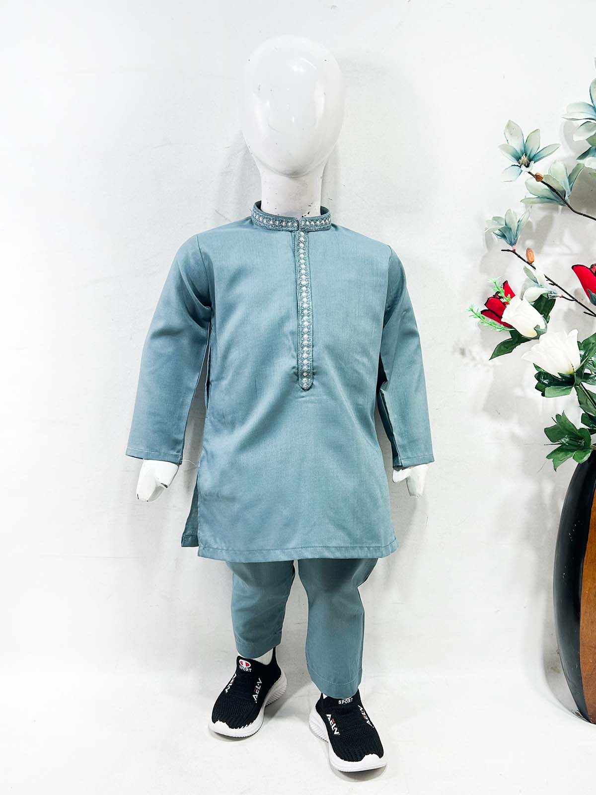 2Yrs - 17Yrs Grey Kurta Pajama Suit For Boys AM BKS188