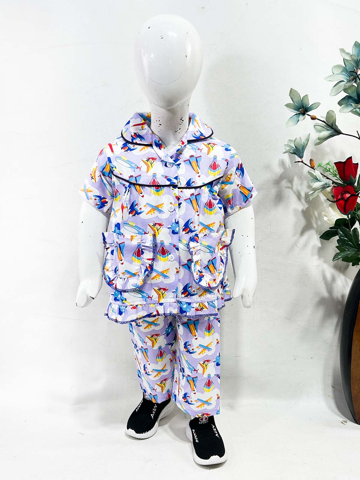 1Yrs - 5Yrs Purple Cotton Night Suit For Girls NG GNS34