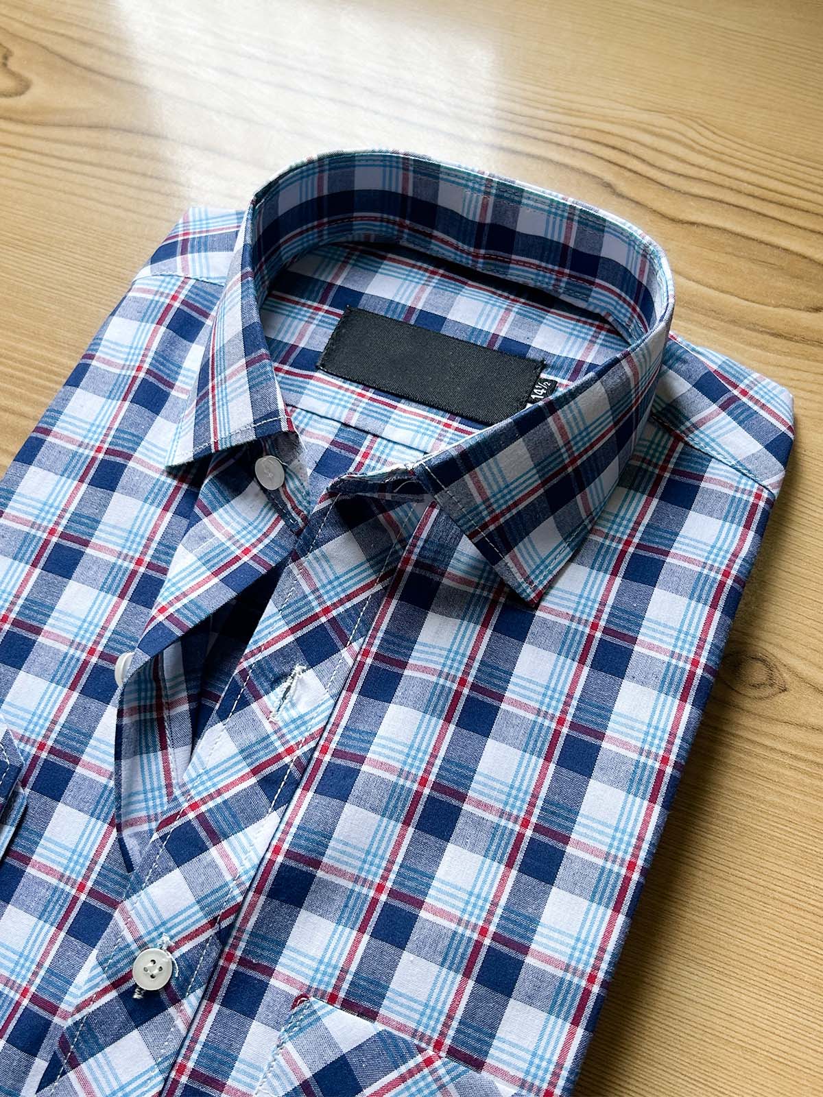 Blue Checks Formal Dress Shirt For Men MFS537