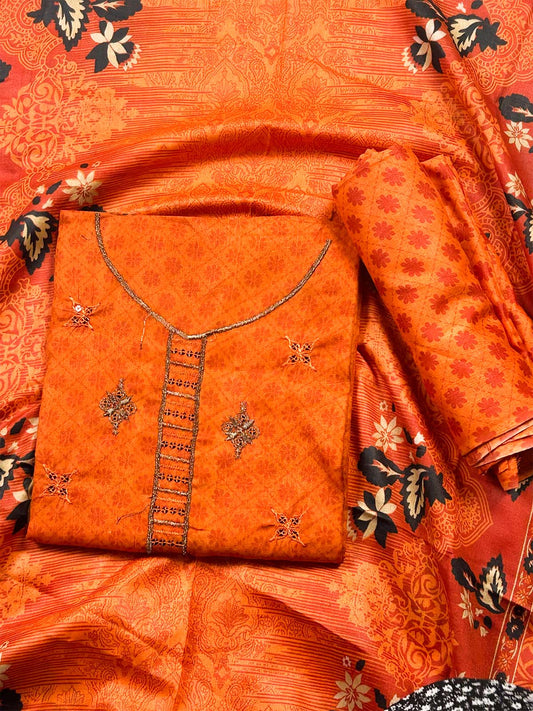 3Pcs Unstitched Digital Lawn Suit For Women WU255