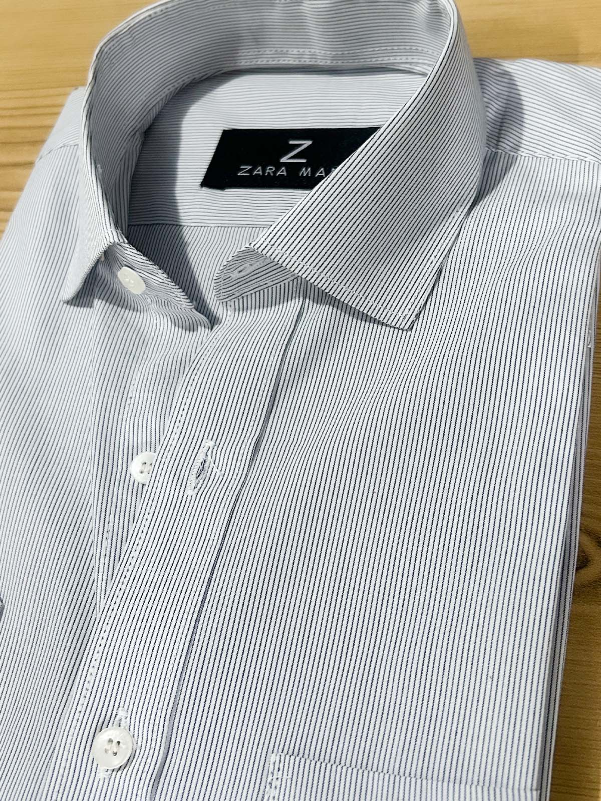 MFS611 Grey Lines Formal Dress Shirt For Men