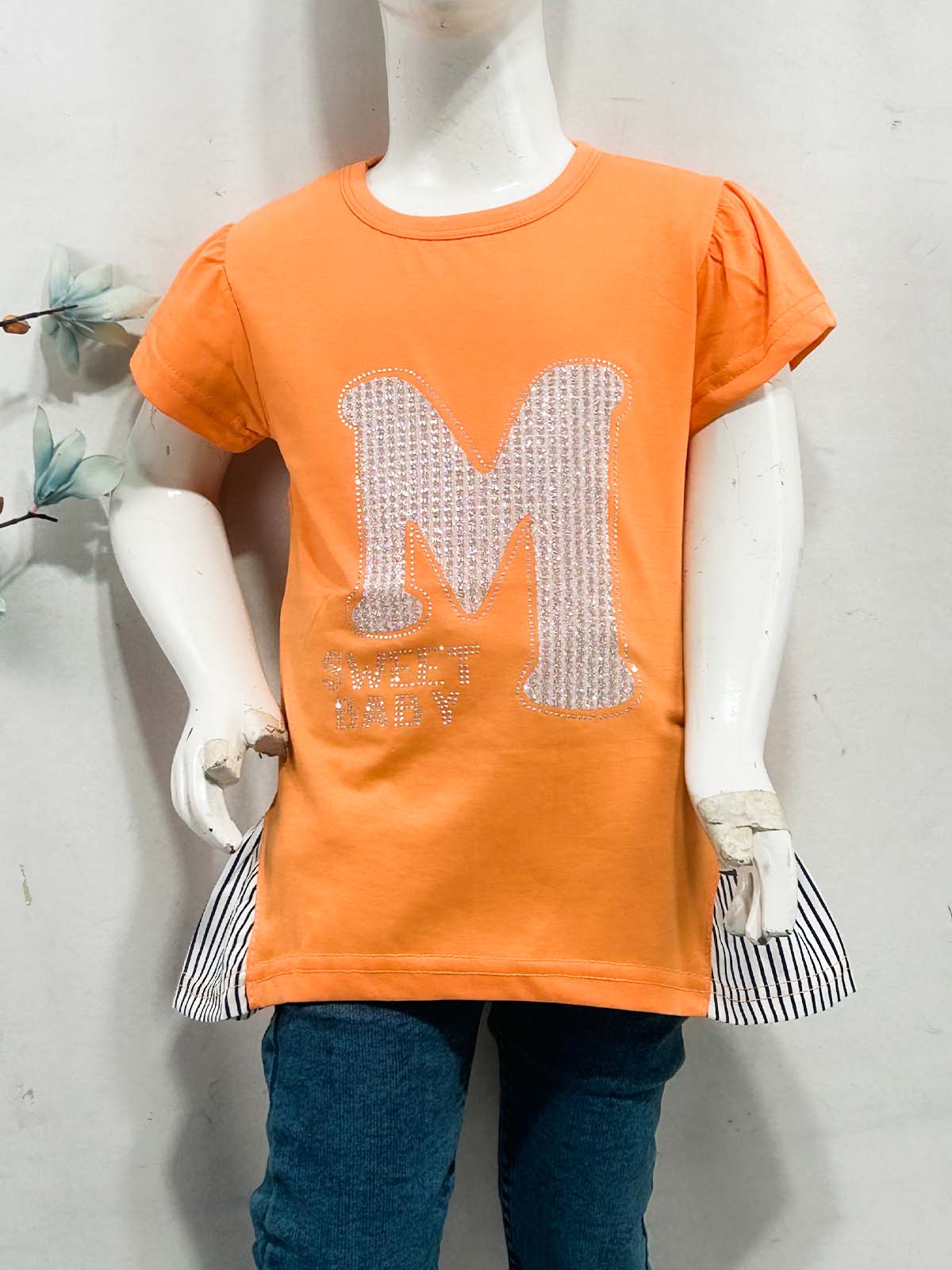 2Yrs - 7Ys M Orange T-Shirt For Girls SK GTS114