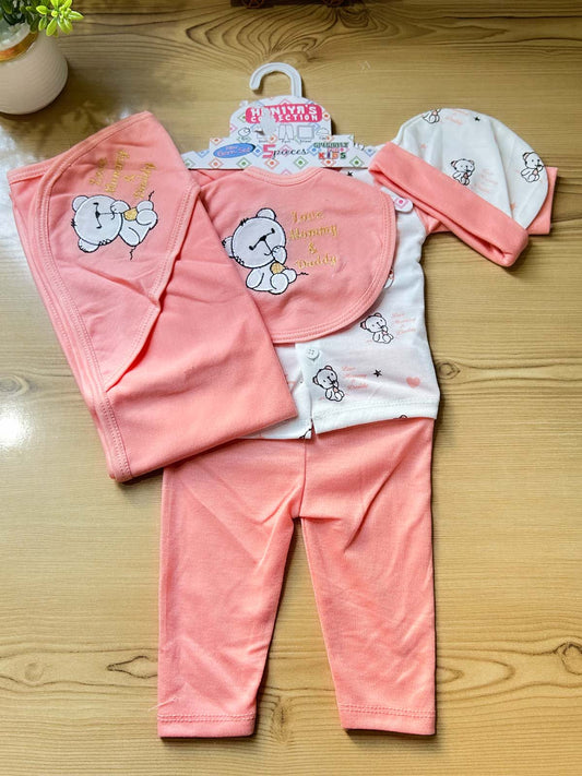 0Mth - 3Mth Pink 5Pcs Gift Set For Newborn HG NBGS344
