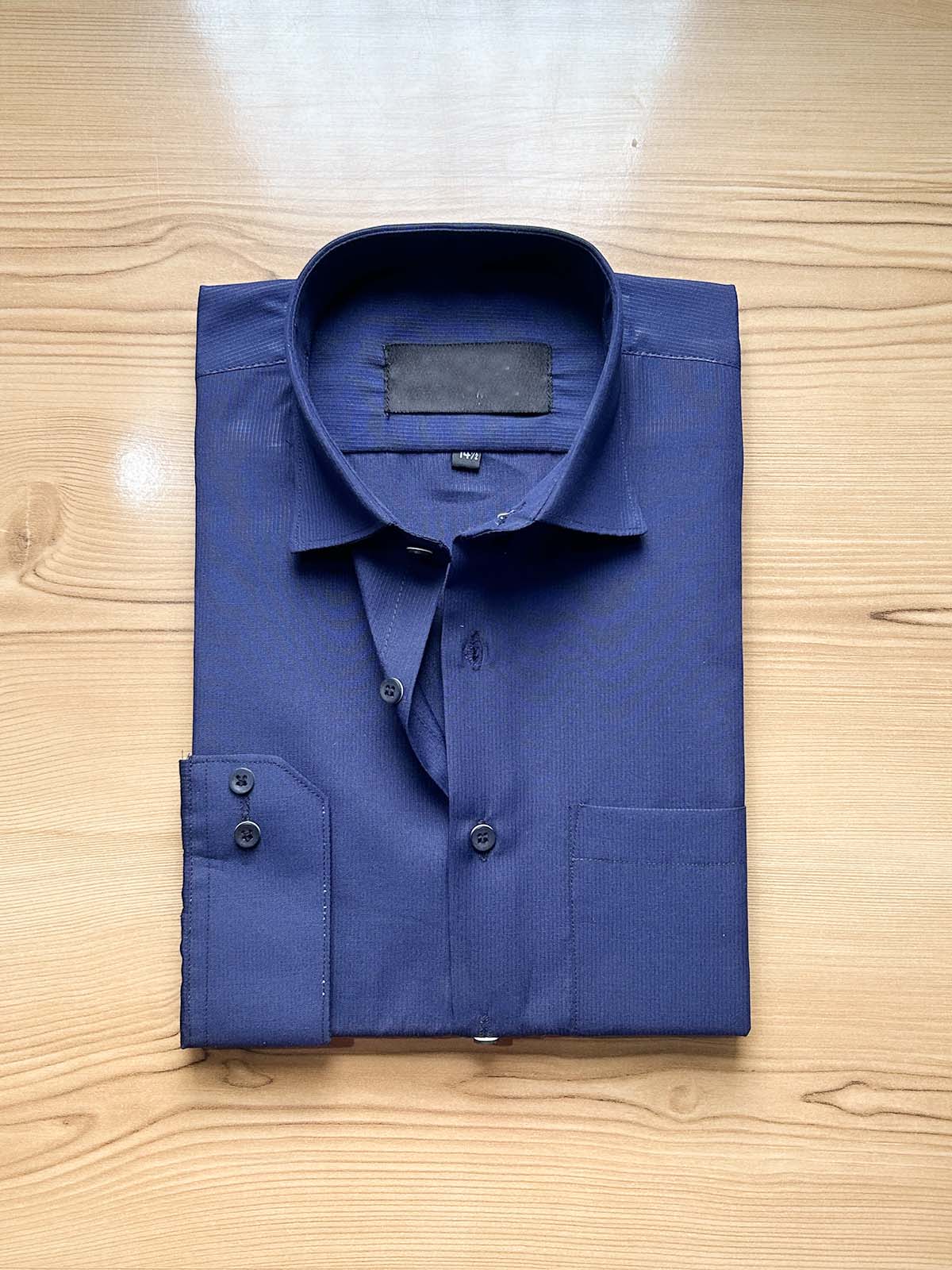 Dark Blue Self Formal Dress Shirt For Men MFS509