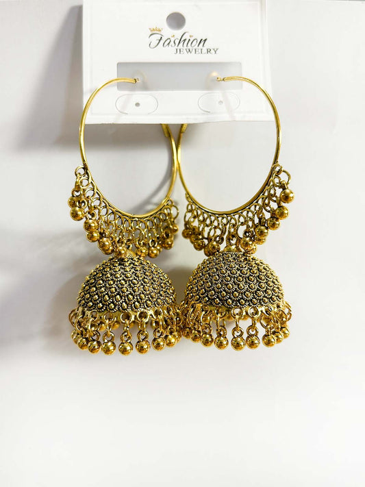 Golden Jhumka Earrings Set WGN43