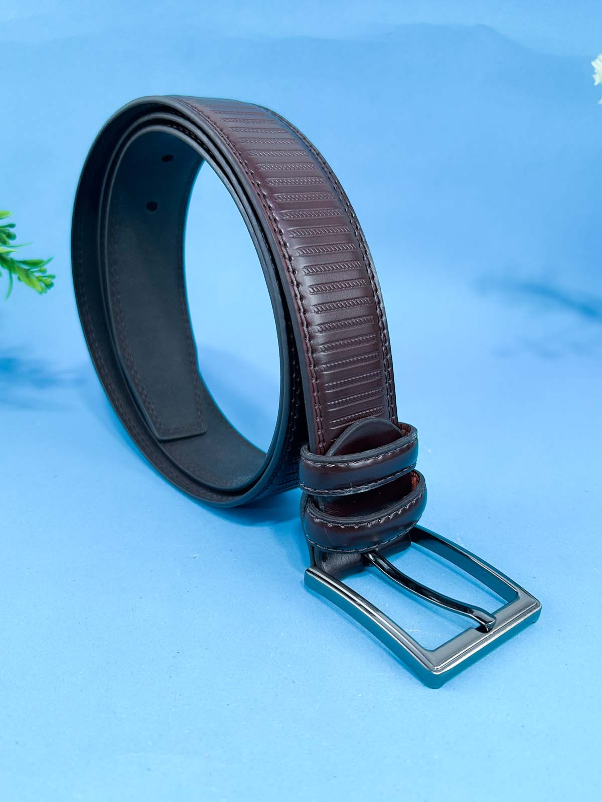 Brown Faux Leather Belt For Men MB85