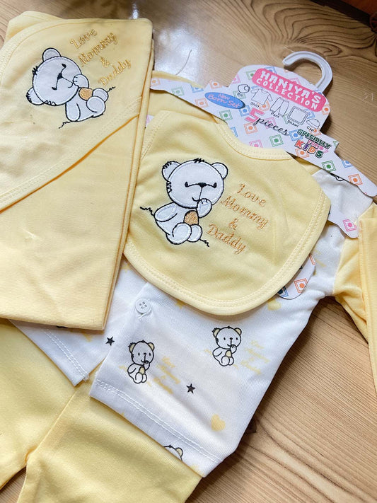 0Mth - 3Mth Yellow 5Pcs Gift Set For Newborn HG NBGS345