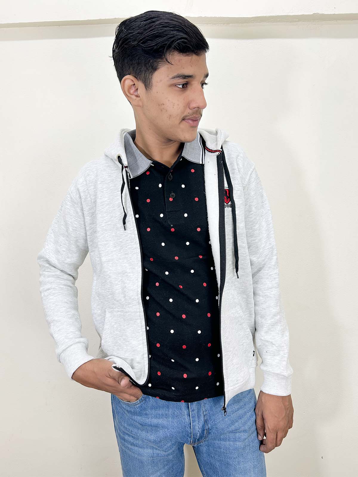 Unisex White Zipper MH39