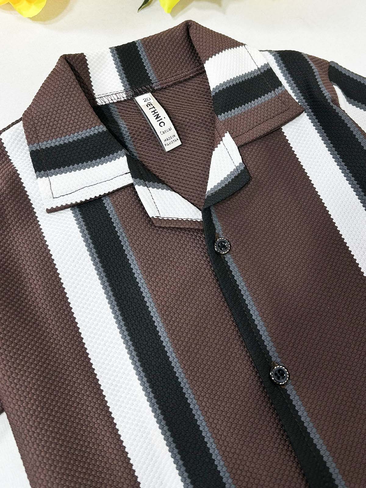 4Yrs - 10Yrs Brown Old Money Shirt for Boys BCS62