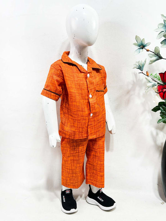 1Yrs - 5Yrs Orange Cotton Night Suit For Kids NG BNS29