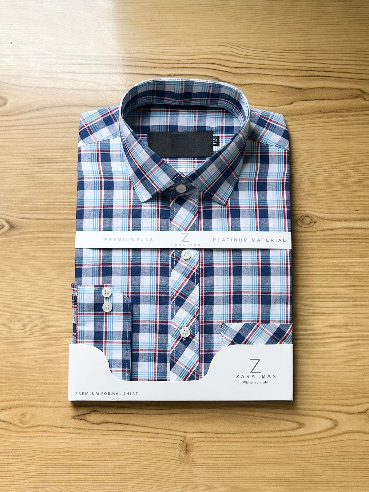 Blue Checks Formal Dress Shirt For Men MFS537