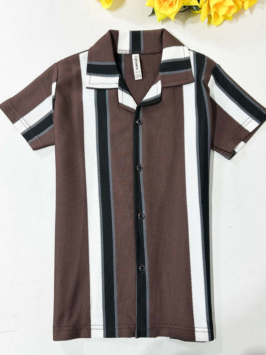 4Yrs - 10Yrs Brown Old Money Shirt for Boys BCS62