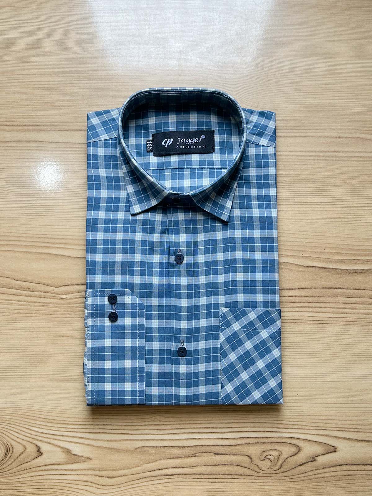 Sea Green Checks Formal Dress Shirt For Men MFS488