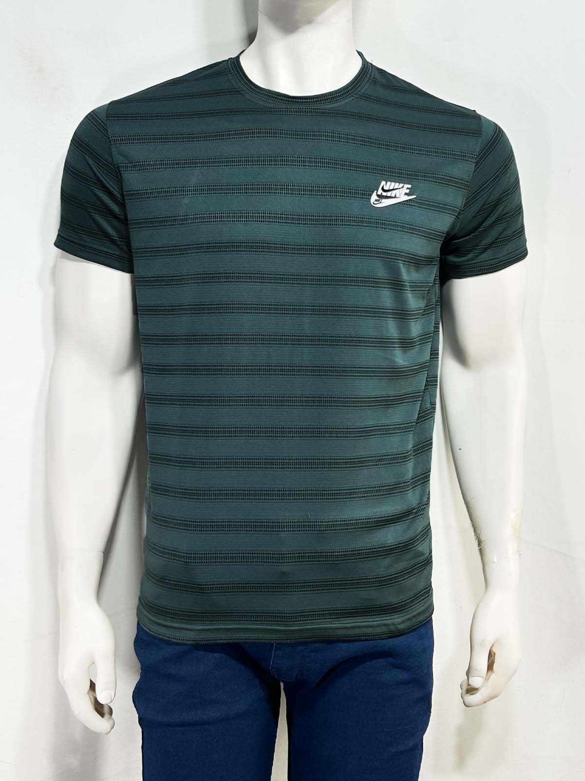 Green Striped T-Shirt For Men MTS501