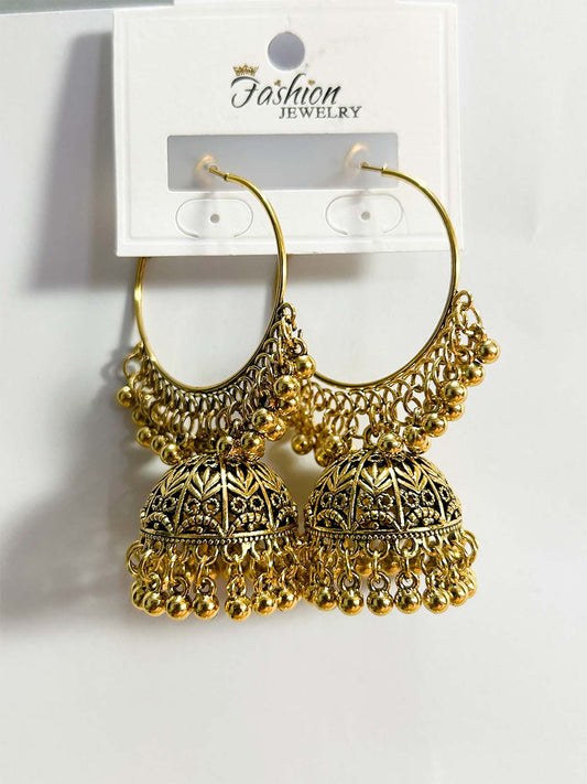 Golden Jhumka Earrings Set WGN44