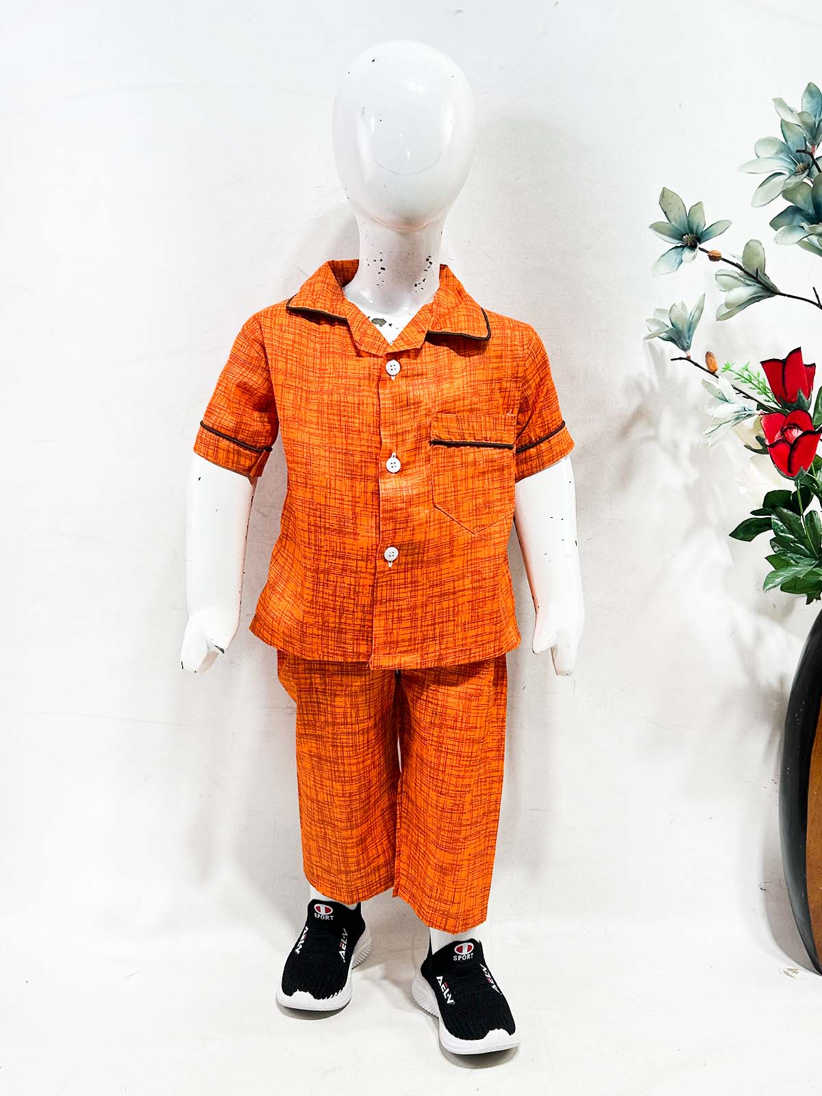1Yrs - 5Yrs Orange Cotton Night Suit For Kids NG BNS29