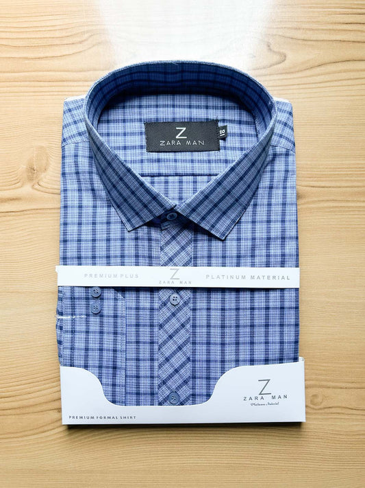 Blue Checks Formal Dress Shirt For Men MFS548