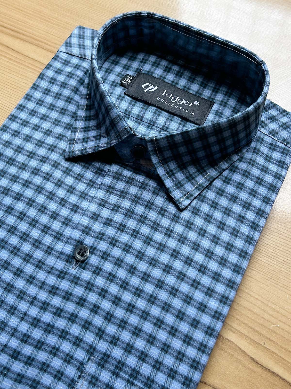 Blue Checks Formal Dress Shirt For Men MFS487
