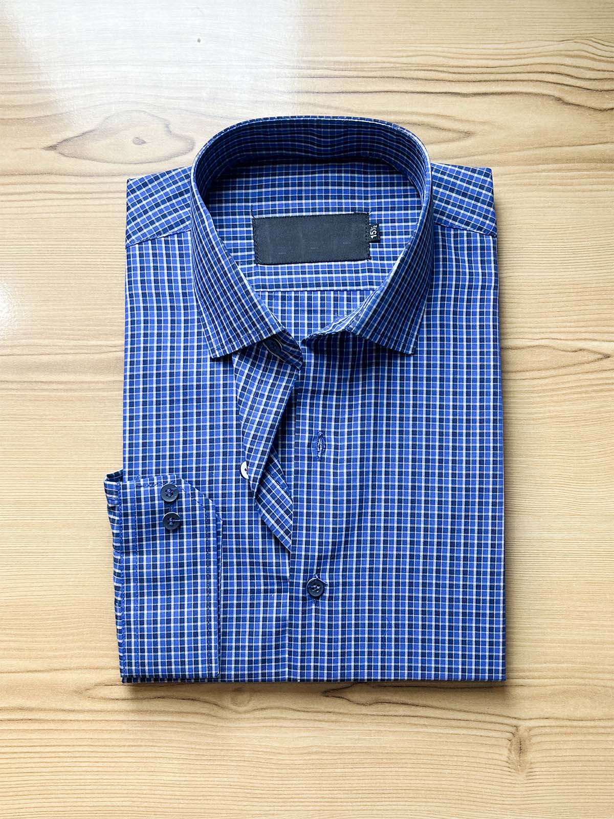 Blue Checks Formal Dress Shirt For Men MFS538