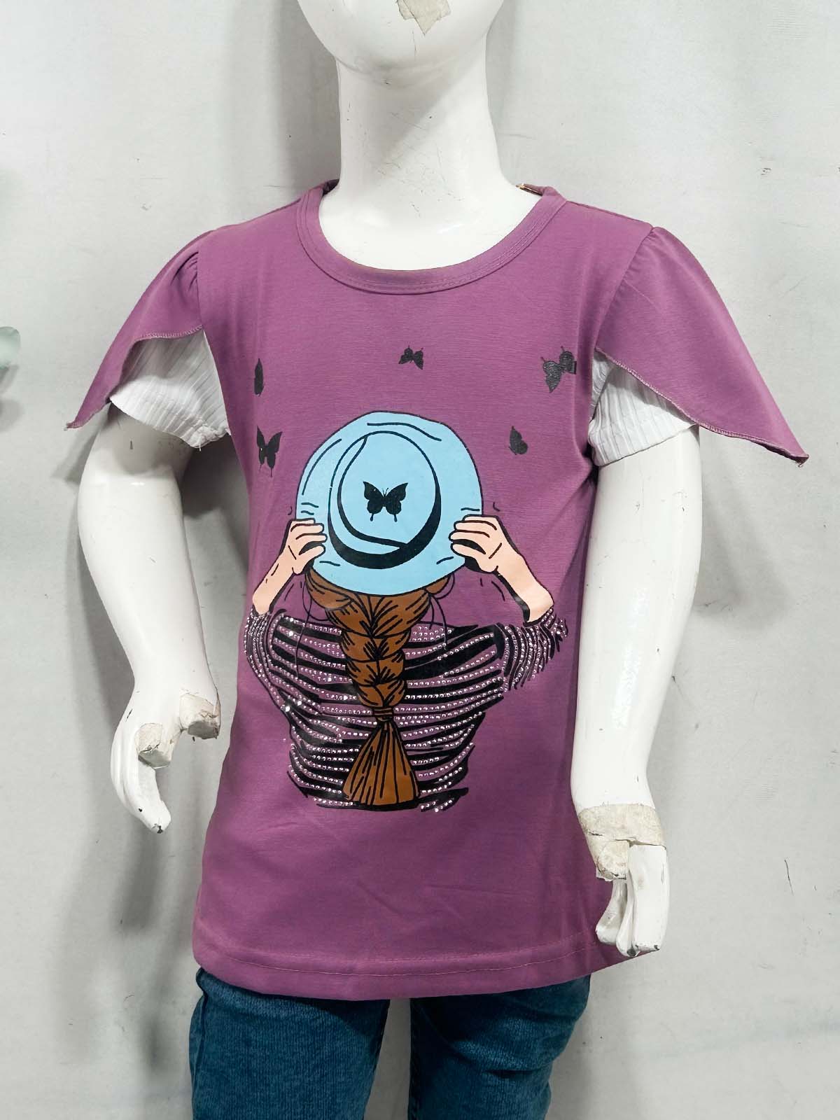 2Yrs - 7Ys Hat Purple T-Shirt For Girls SK GTS107