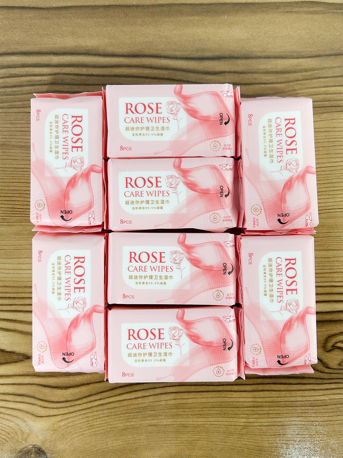 Pack of 8 Rose Girl Care Wipes 64 Pcs C56