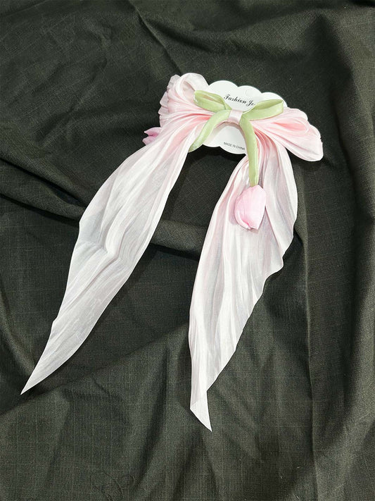Light Pink Tulip Hair Bow Clip GHB68