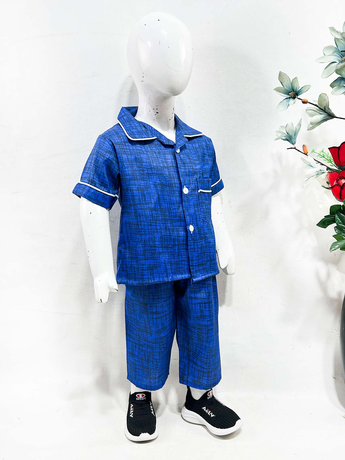 1Yrs - 5Yrs Blue Cotton Night Suit For Kids NG BNS30