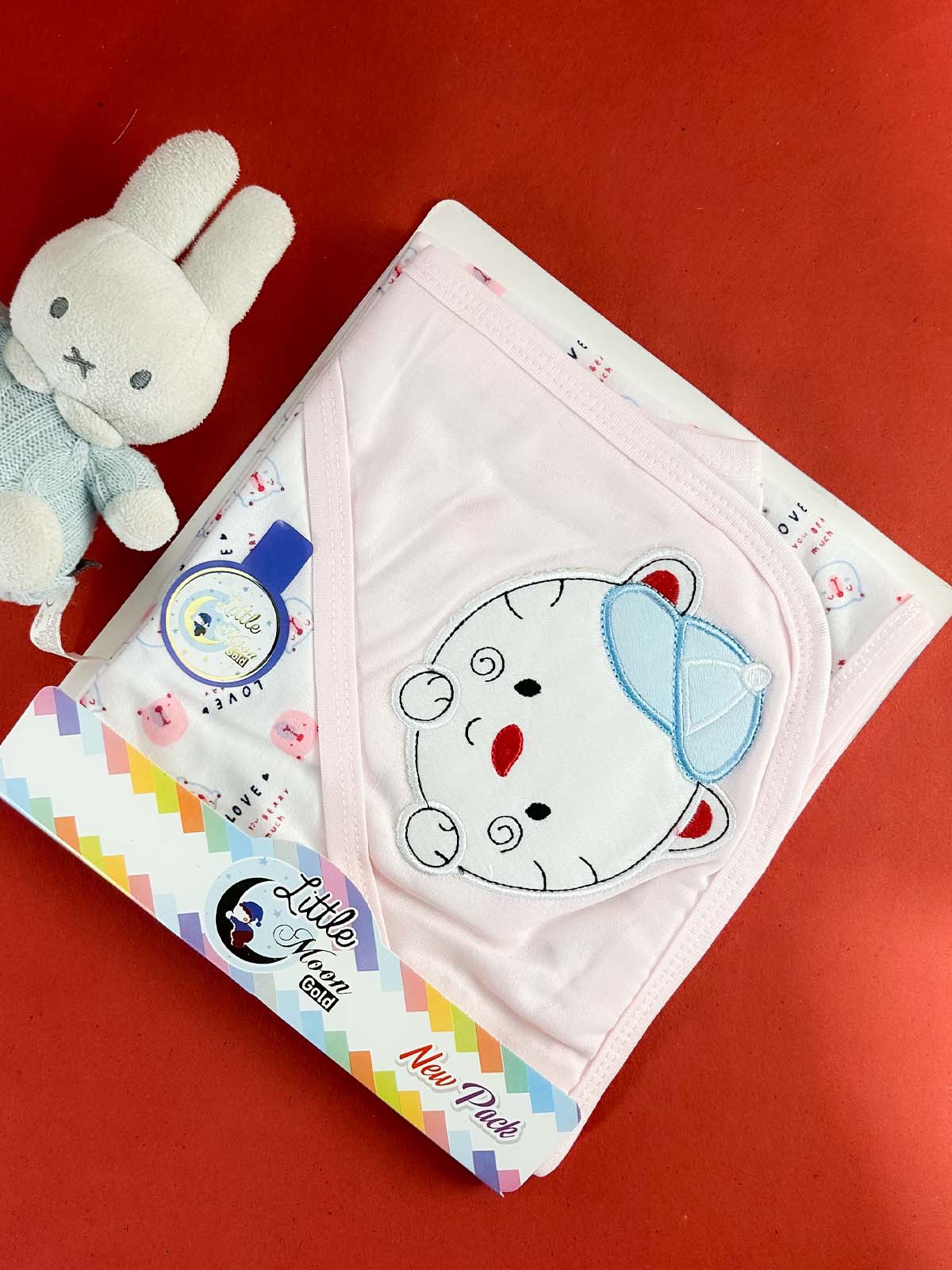 Bear Pink Wrapping Sheet for Newborn NWS64