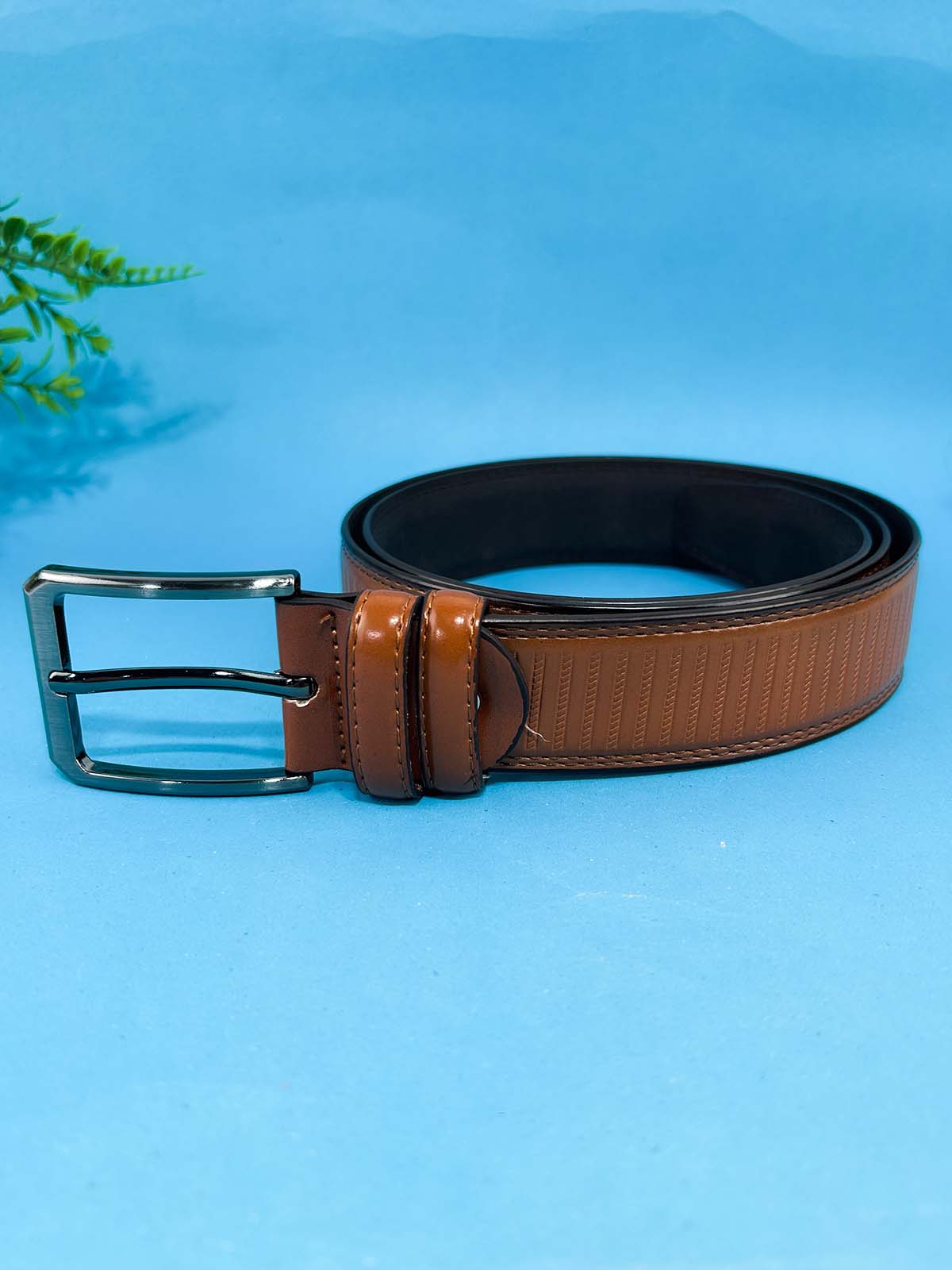 Brown Faux Leather Belt For Men MB84