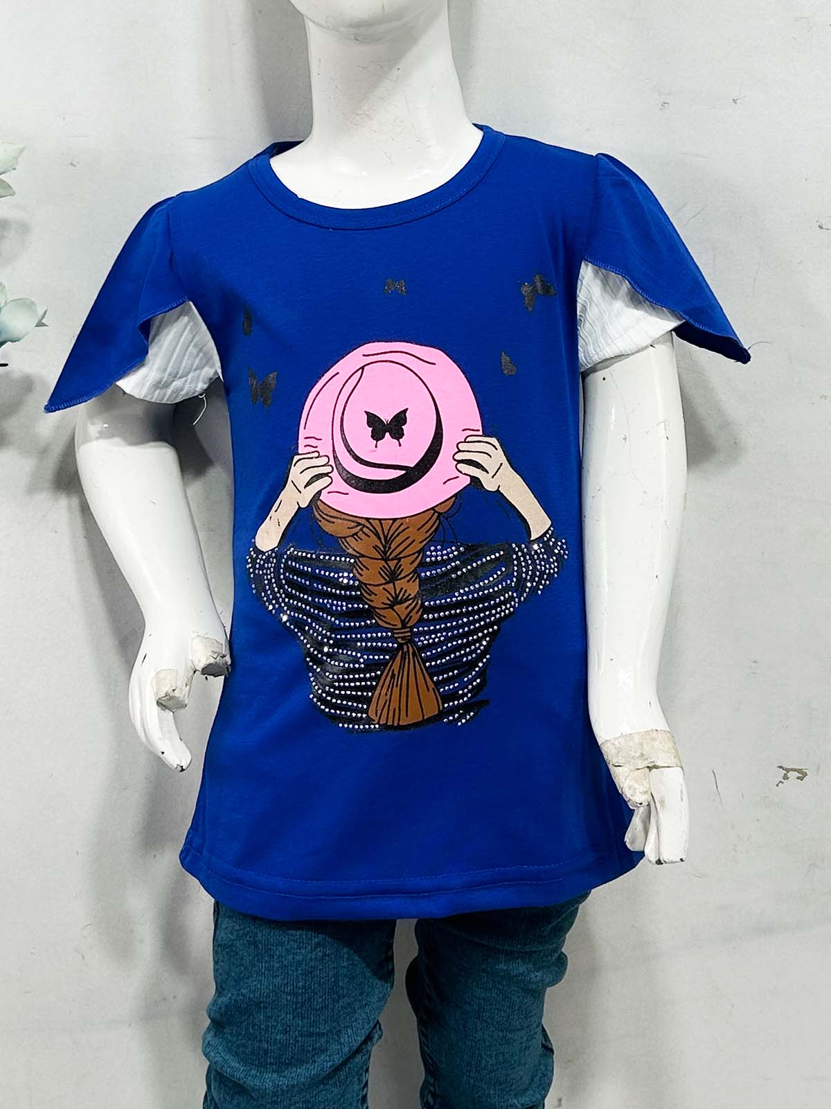 2Yrs - 7Ys Hat Blue T-Shirt For Girls SK GTS110