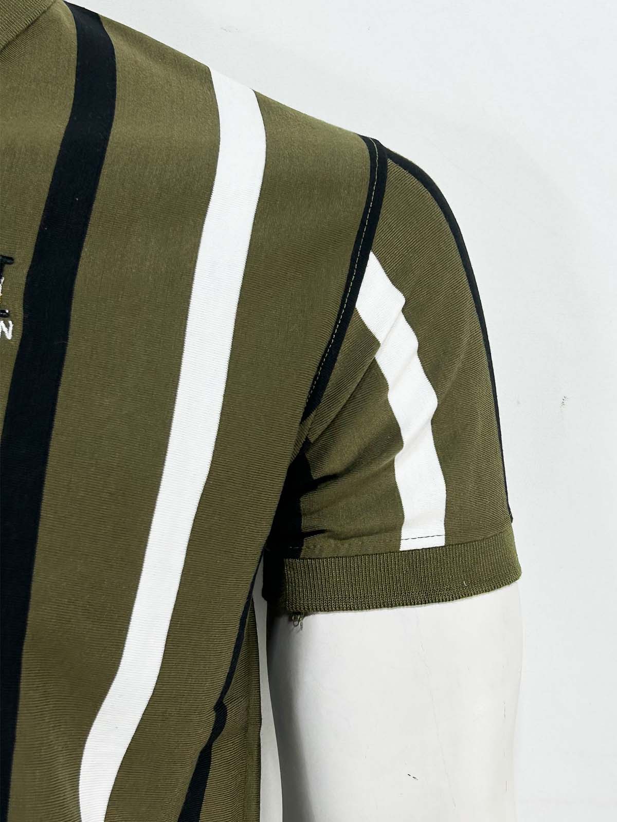 Green Striped Polo T-Shirt For Men MTS465